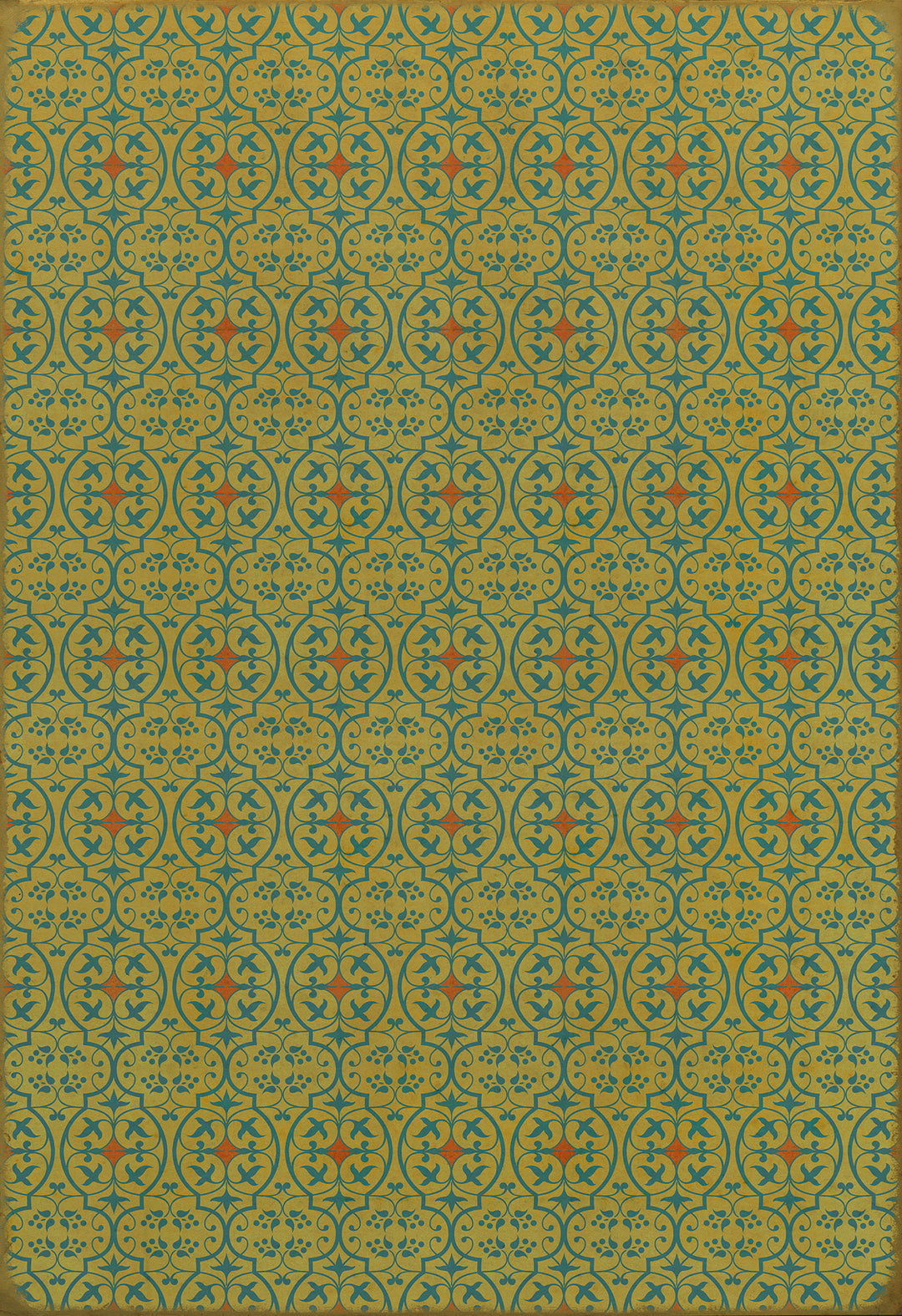 Vintage Vinyl Floorcloth Rug (Pattern 51 a Little Madness in the Spring)