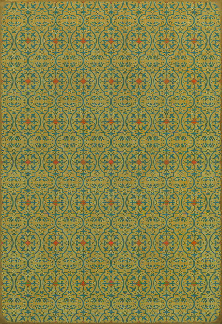 Vintage Vinyl Floorcloth Rug (Pattern 51 a Little Madness in the Spring)