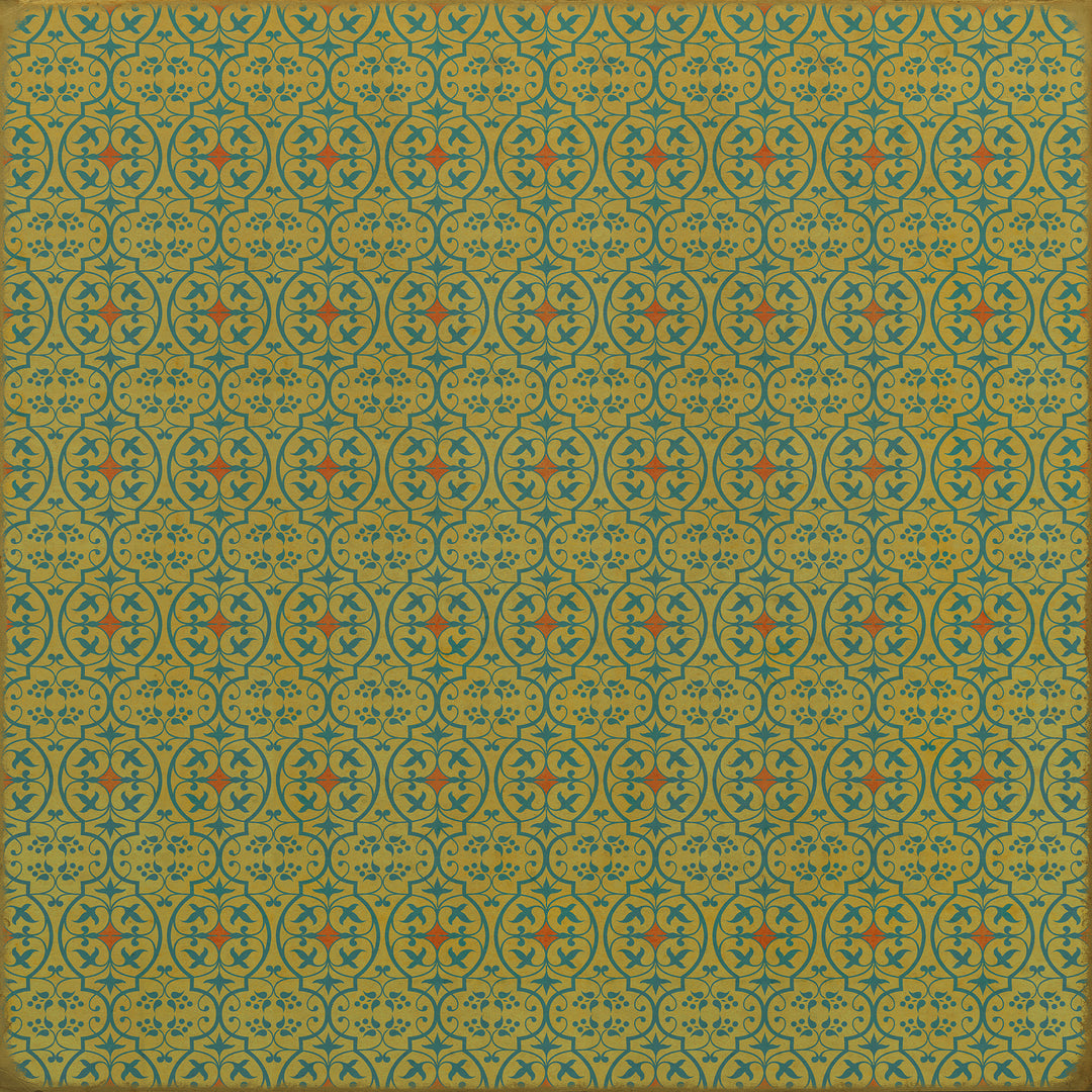 Vintage Vinyl Floorcloth Rug (Pattern 51 a Little Madness in the Spring)