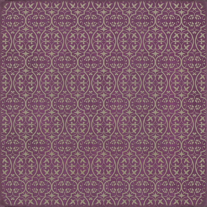 Vintage Vinyl Floorcloth Rug (Pattern 51 Now that Lilacs are in bloom)