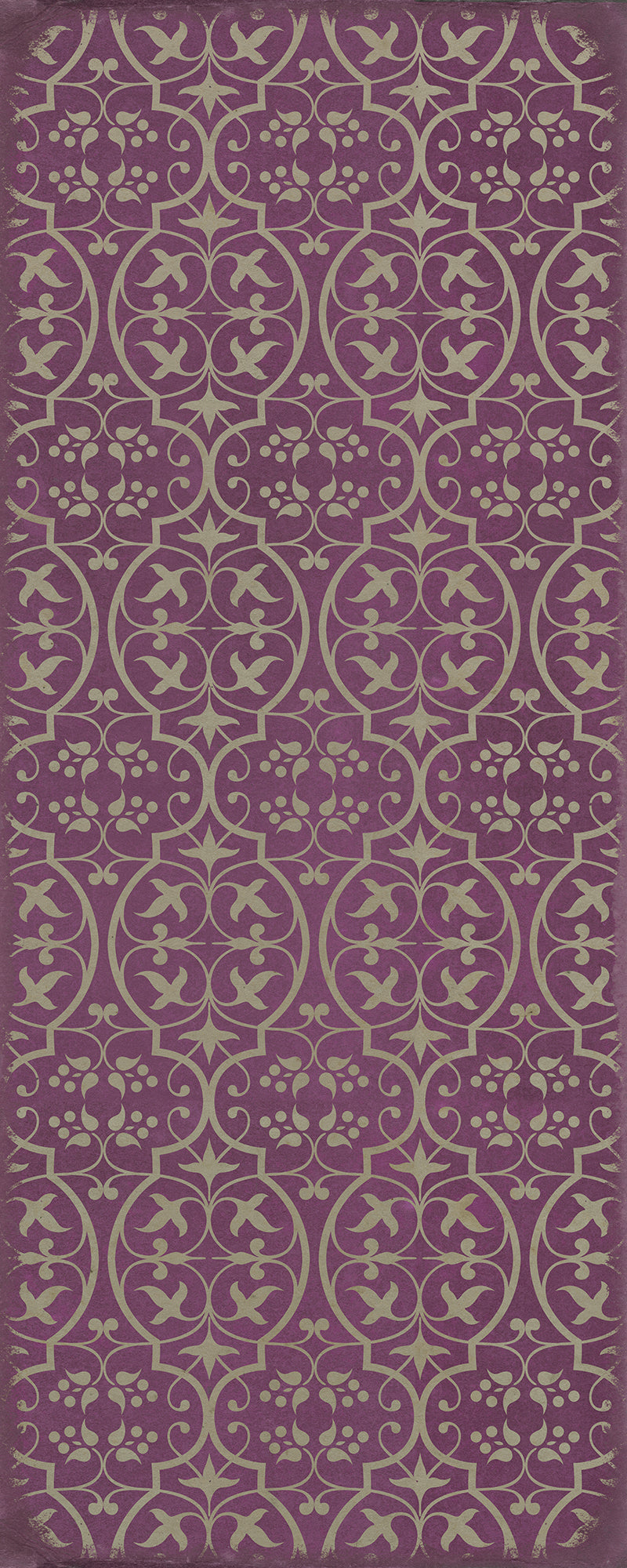 Vintage Vinyl Floorcloth Rug (Pattern 51 Now that Lilacs are in bloom)