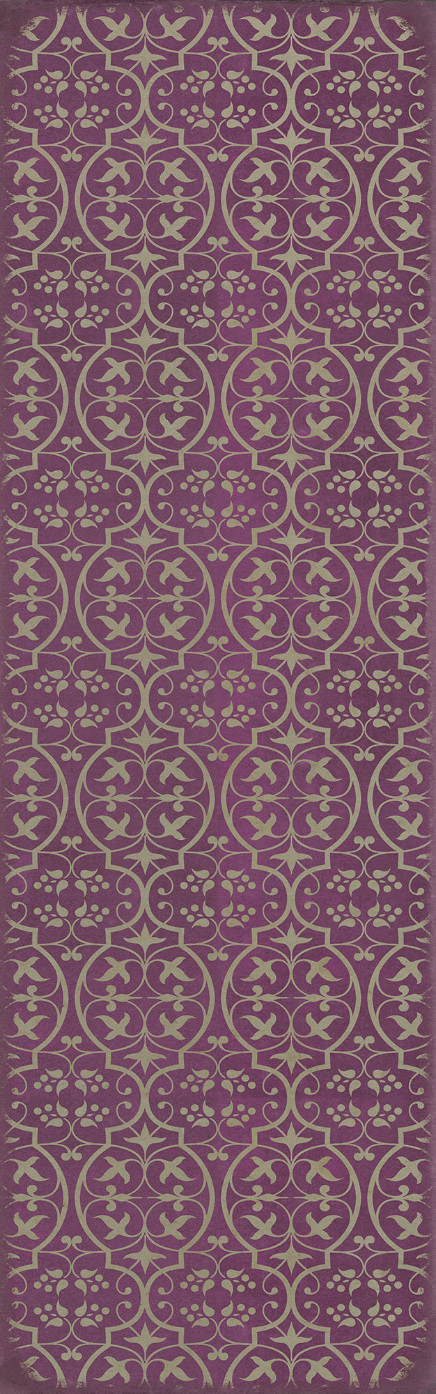 Vintage Vinyl Floorcloth Rug (Pattern 51 Now that Lilacs are in bloom)