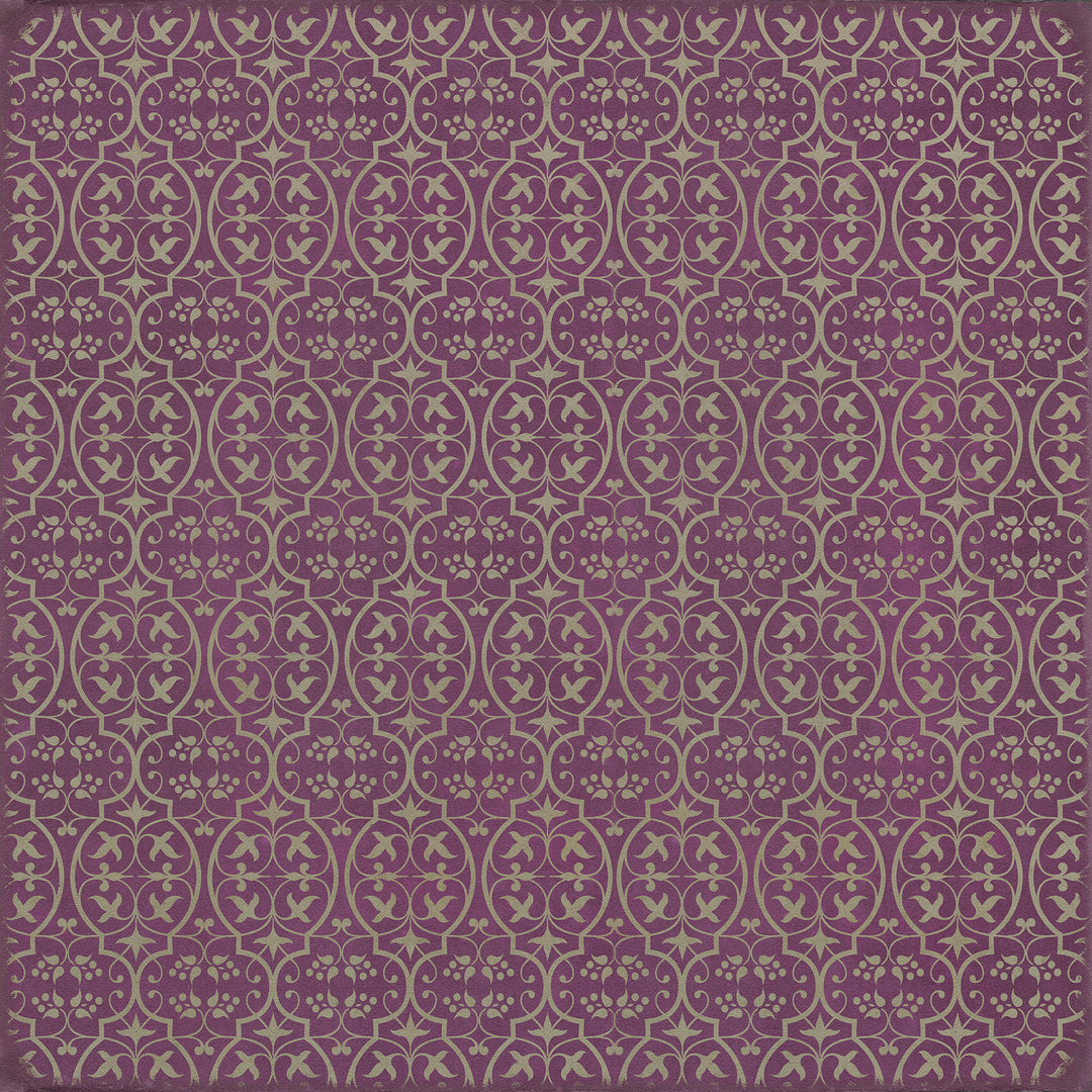 Vintage Vinyl Floorcloth Rug (Pattern 51 Now that Lilacs are in bloom)