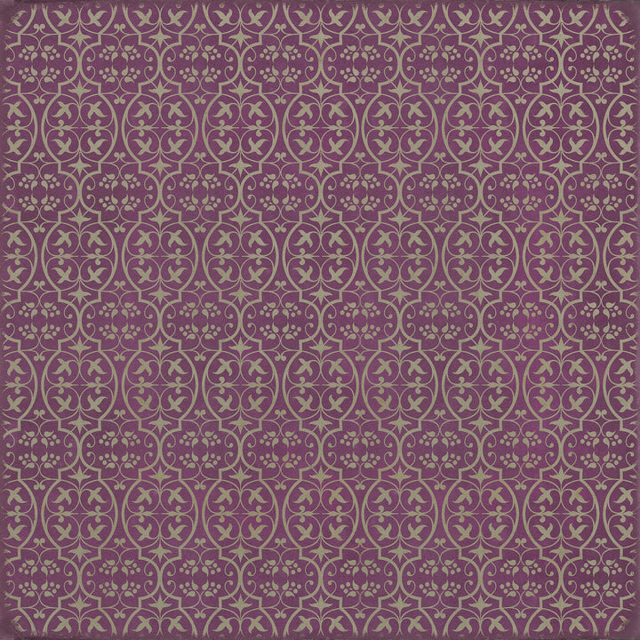 Vintage Vinyl Floorcloth Rug (Pattern 51 Now that Lilacs are in bloom)