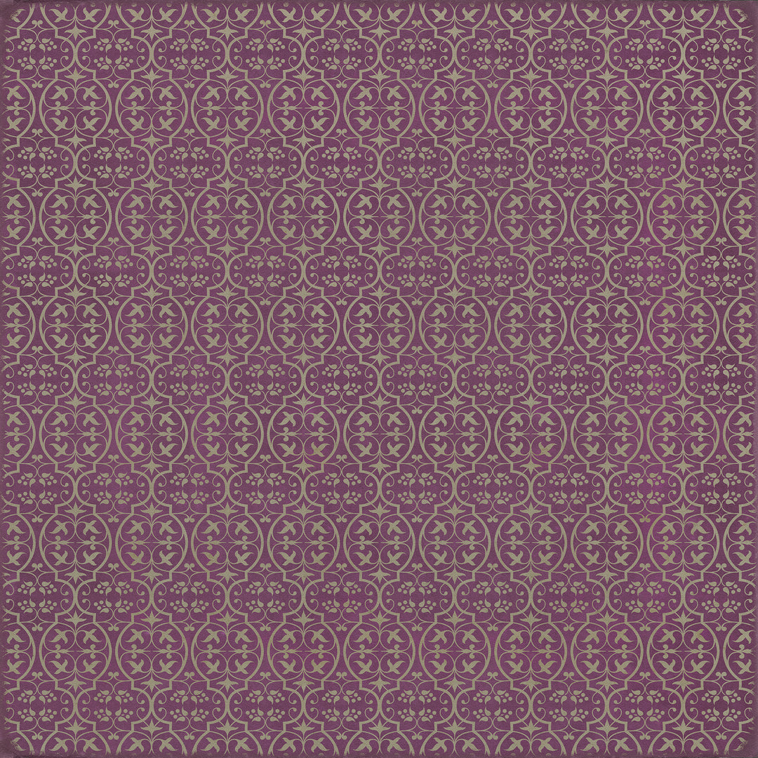 Vintage Vinyl Floorcloth Rug (Pattern 51 Now that Lilacs are in bloom)