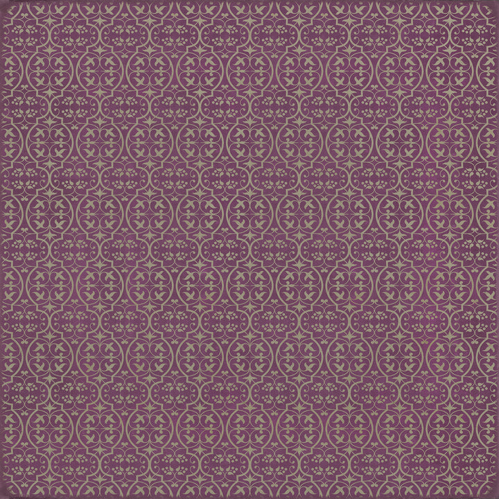 Vintage Vinyl Floorcloth Rug (Pattern 51 Now that Lilacs are in bloom)