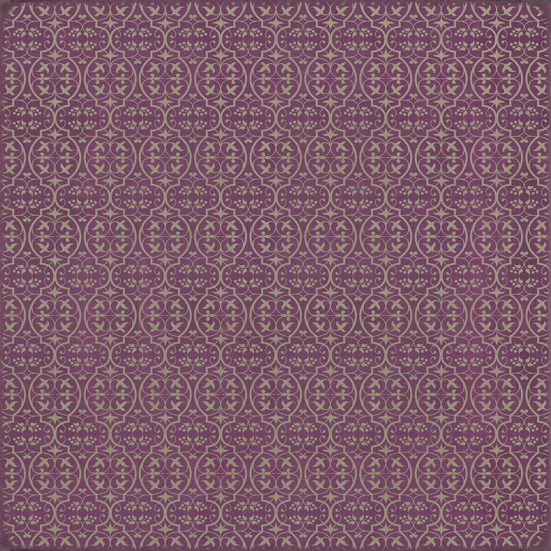 Vintage Vinyl Floorcloth Rug (Pattern 51 Now that Lilacs are in bloom)