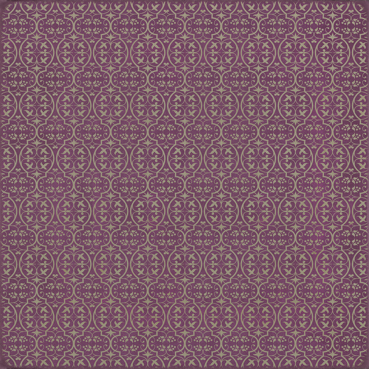 Vintage Vinyl Floorcloth Rug (Pattern 51 Now that Lilacs are in bloom)