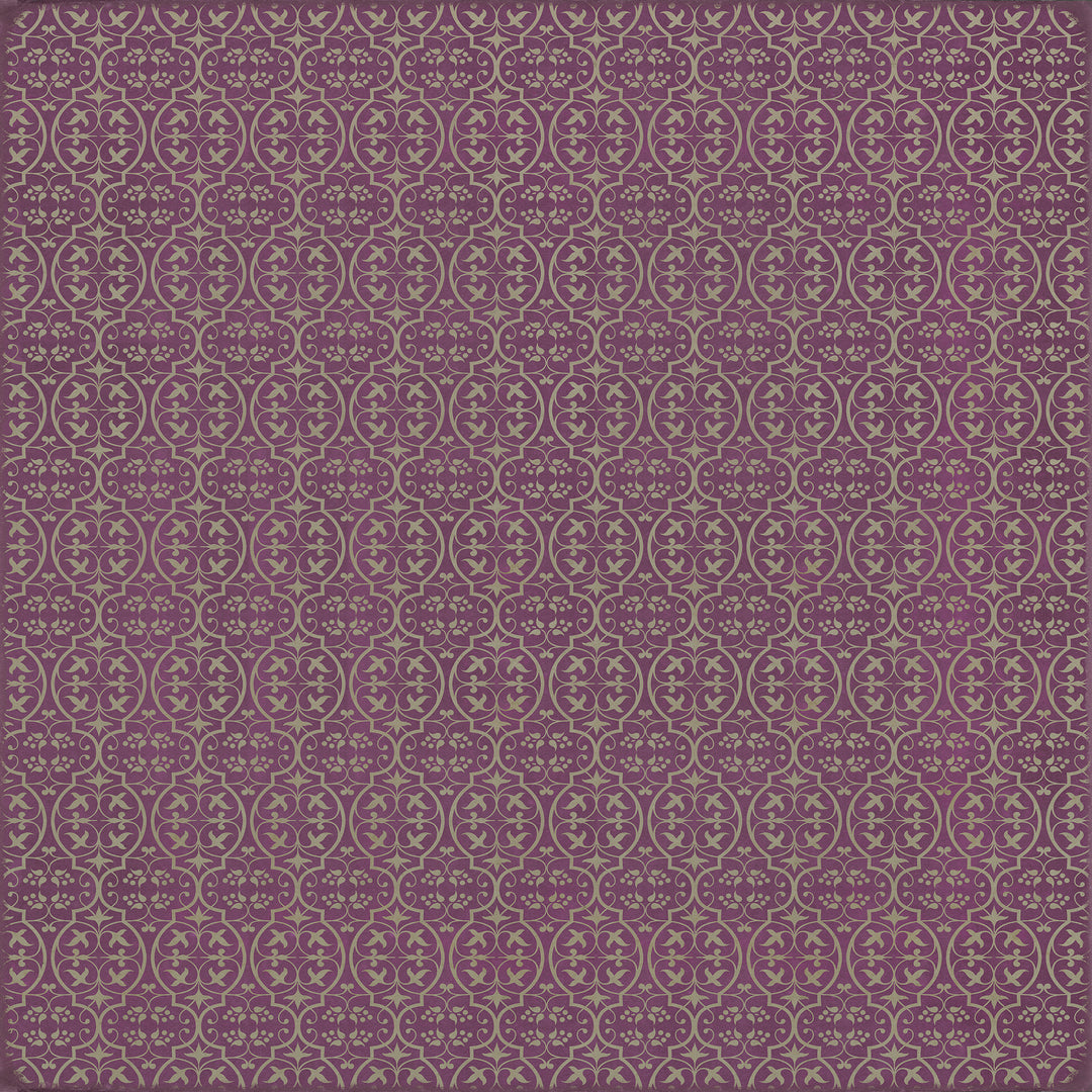 Vintage Vinyl Floorcloth Rug (Pattern 51 Now that Lilacs are in bloom)