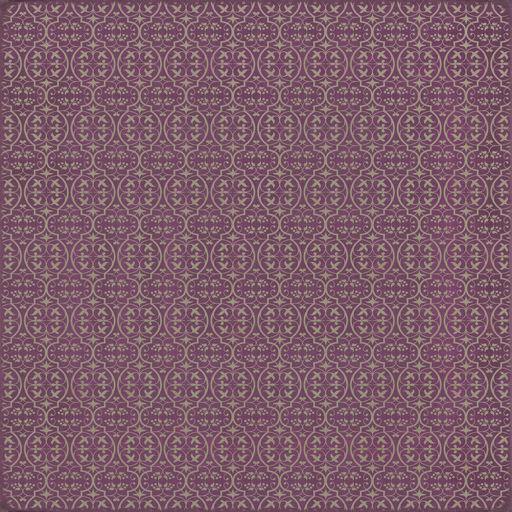 Vintage Vinyl Floorcloth Rug (Pattern 51 Now that Lilacs are in bloom)