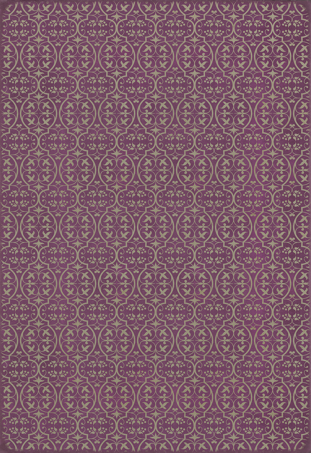 Vintage Vinyl Floorcloth Rug (Pattern 51 Now that Lilacs are in bloom)