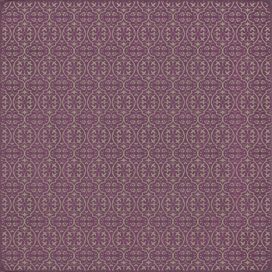 Vintage Vinyl Floorcloth Rug (Pattern 51 Now that Lilacs are in bloom)