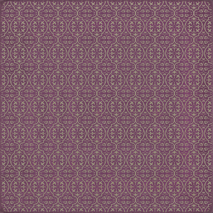Vintage Vinyl Floorcloth Rug (Pattern 51 Now that Lilacs are in bloom)