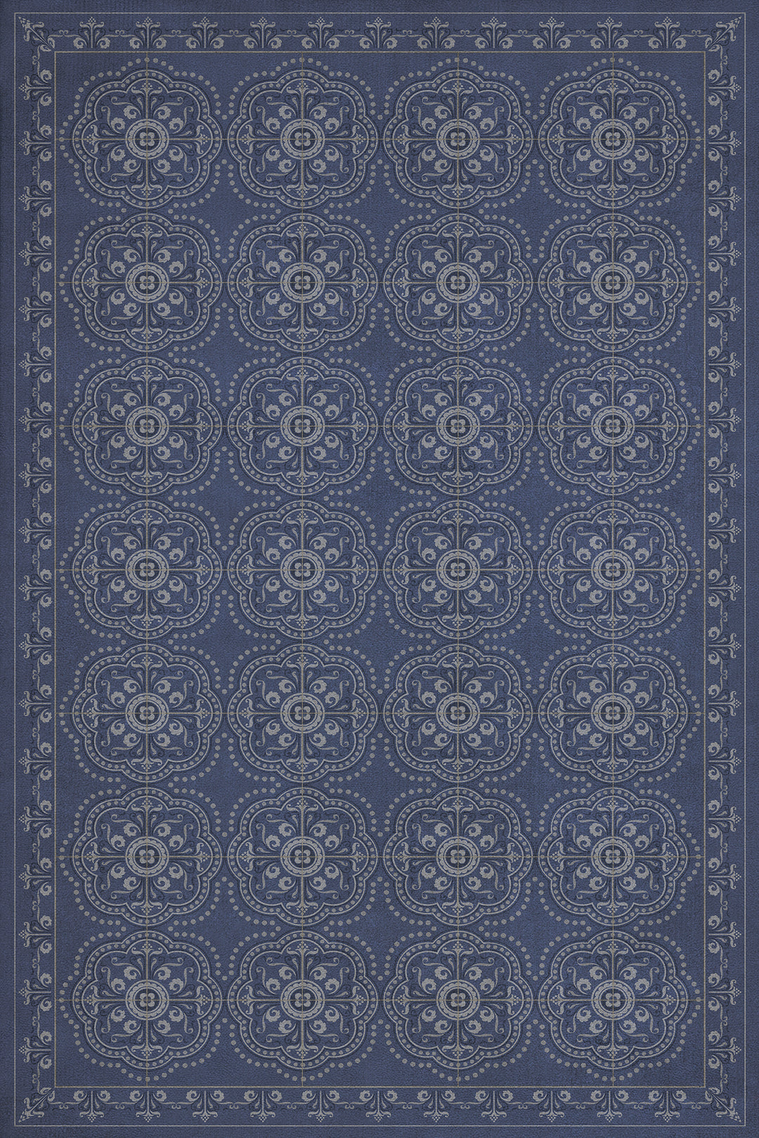 Vintage Vinyl Floorcloth Rug (Pattern 28 Indigo Bandana)