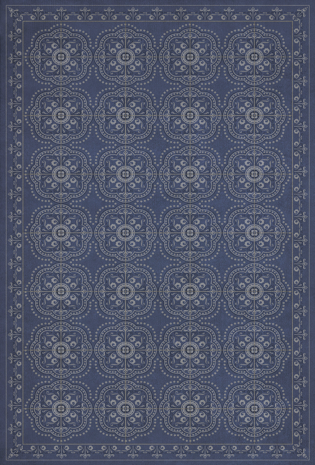 Vintage Vinyl Floorcloth Rug (Pattern 28 Indigo Bandana)