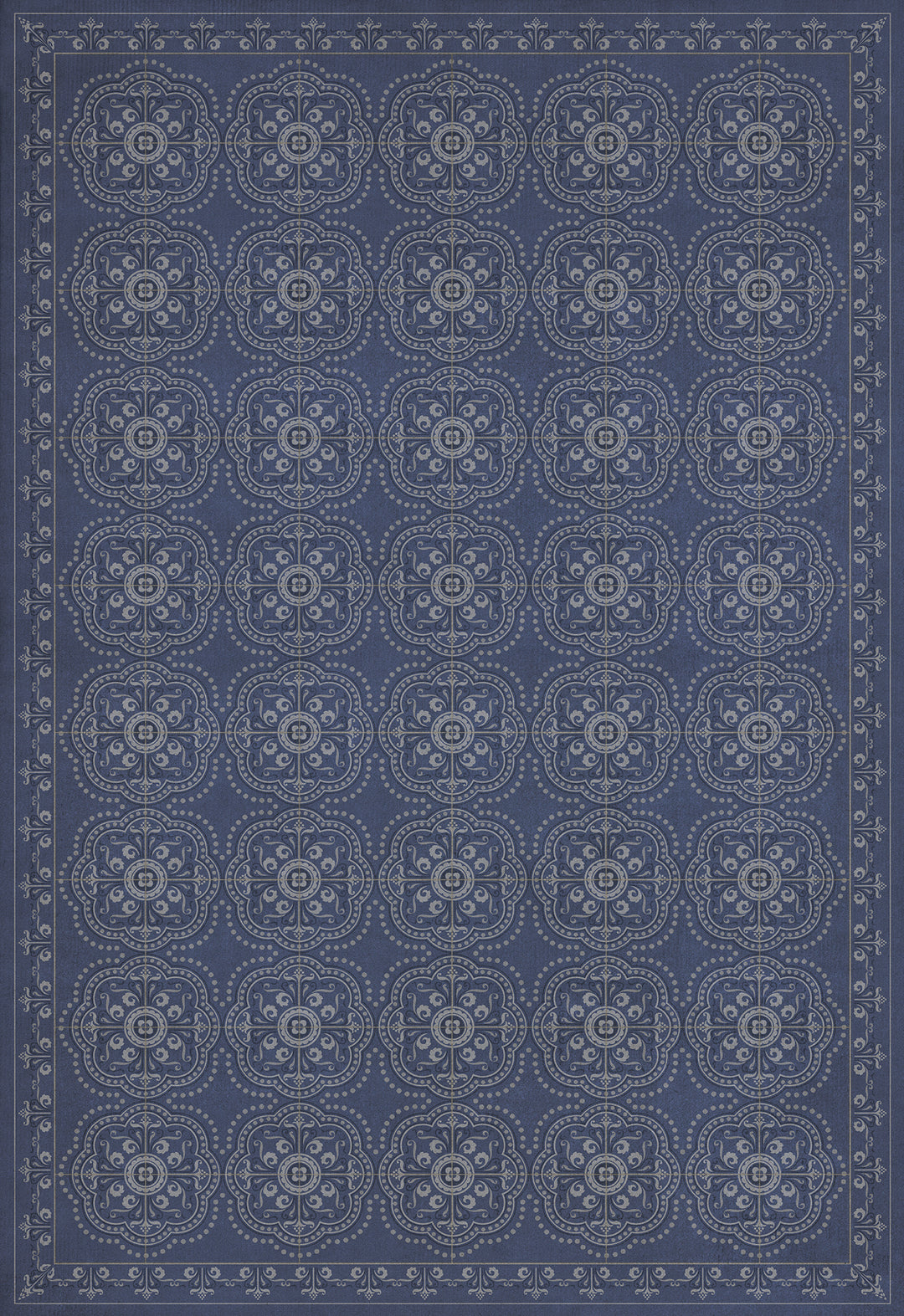 Vintage Vinyl Floorcloth Rug (Pattern 28 Indigo Bandana)