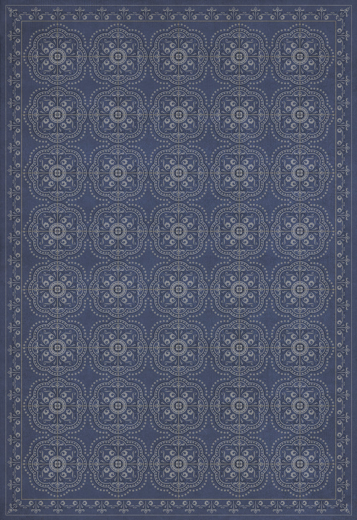 Vintage Vinyl Floorcloth Rug (Pattern 28 Indigo Bandana)