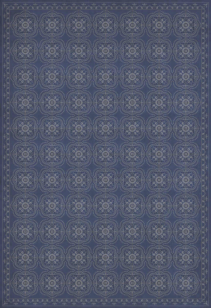 Vintage Vinyl Floorcloth Rug (Pattern 28 Indigo Bandana)