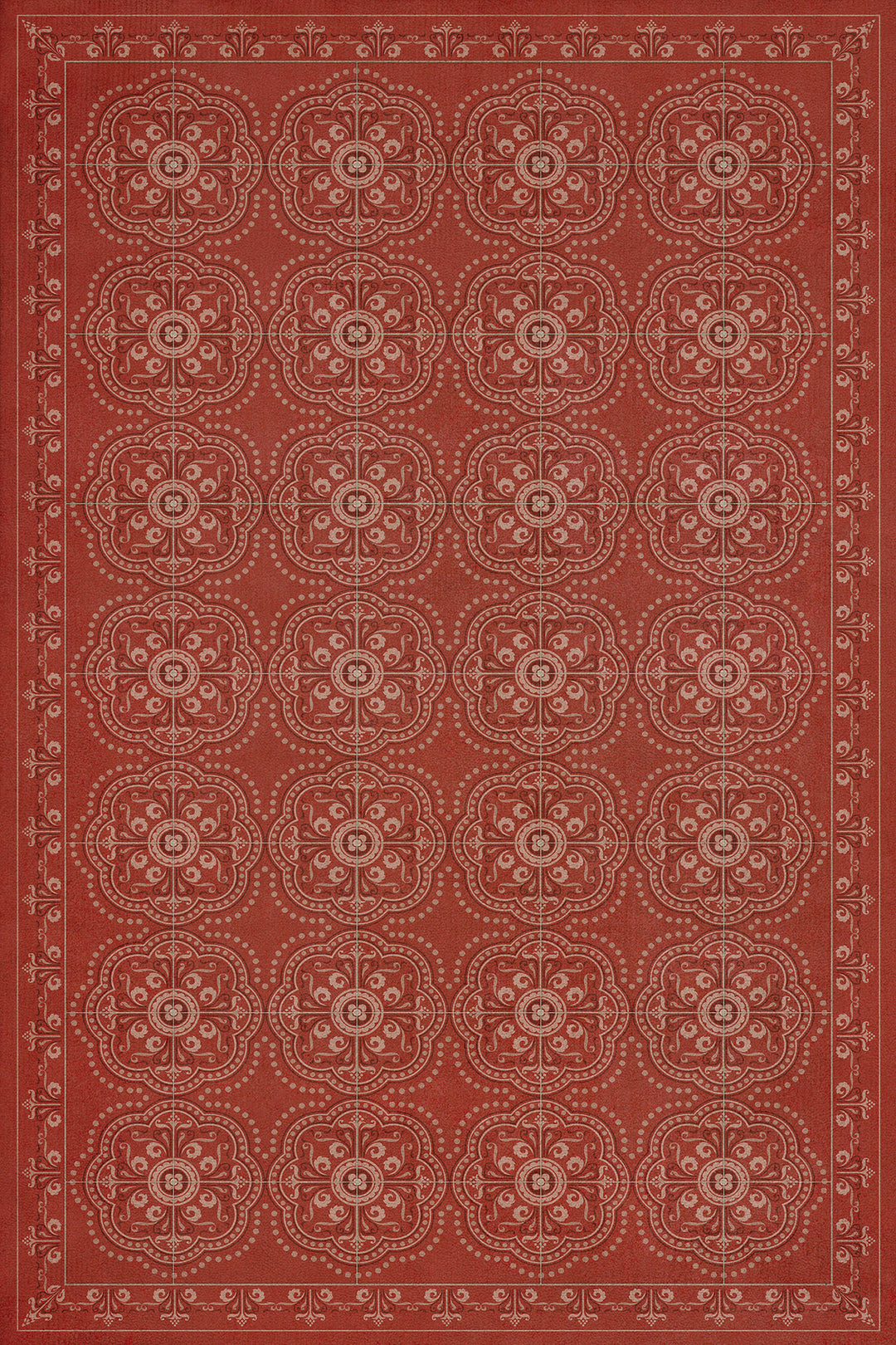 Vintage Vinyl Floorcloth Rug (Pattern 28 Red Bandana)