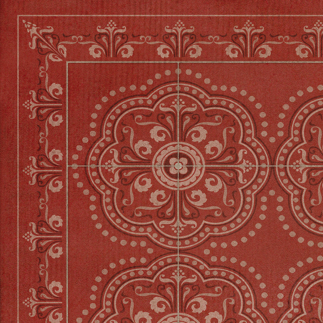 Vintage Vinyl Floorcloth Rug (Pattern 28 Red Bandana)