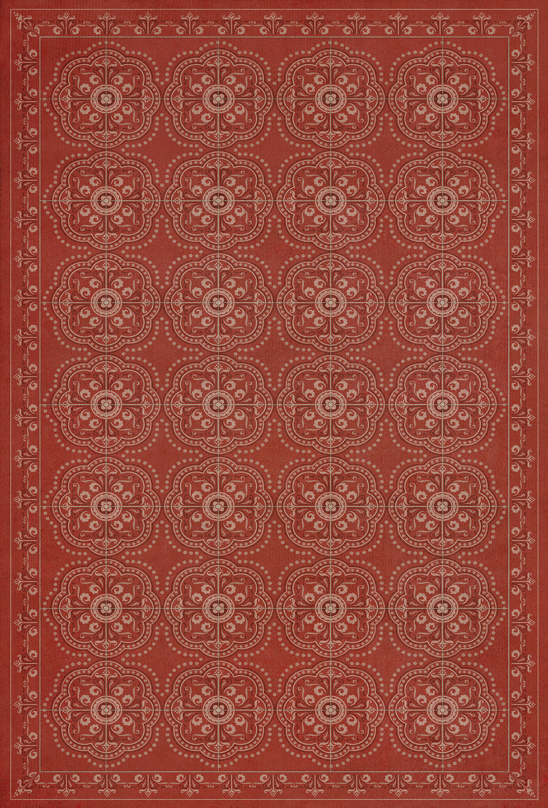 Vintage Vinyl Floorcloth Rug (Pattern 28 Red Bandana)