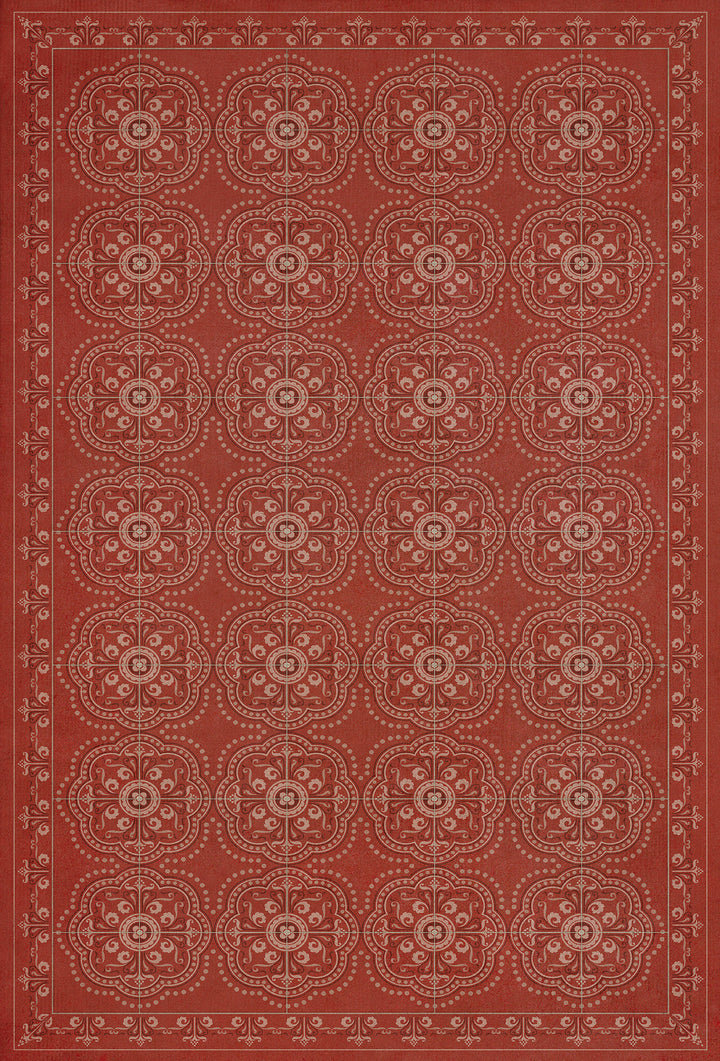 Vintage Vinyl Floorcloth Rug (Pattern 28 Red Bandana)