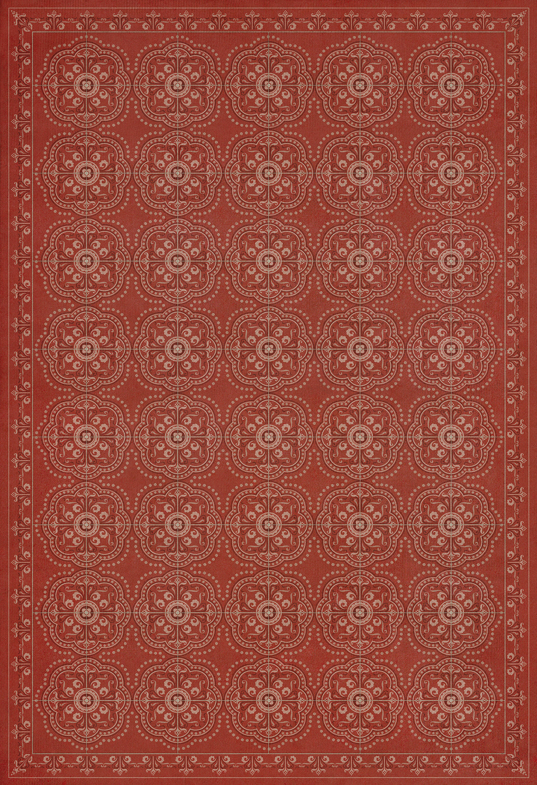 Vintage Vinyl Floorcloth Rug (Pattern 28 Red Bandana)
