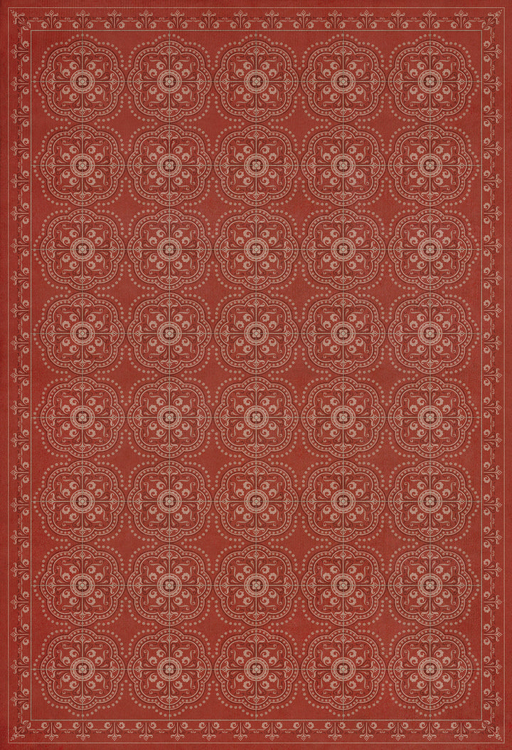 Vintage Vinyl Floorcloth Rug (Pattern 28 Red Bandana)