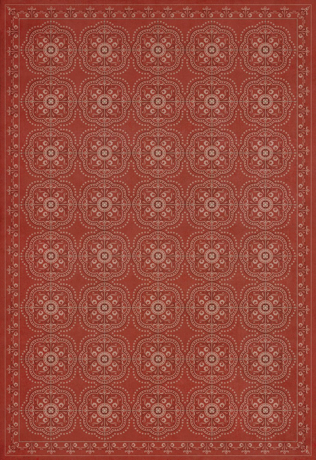 Vintage Vinyl Floorcloth Rug (Pattern 28 Red Bandana)