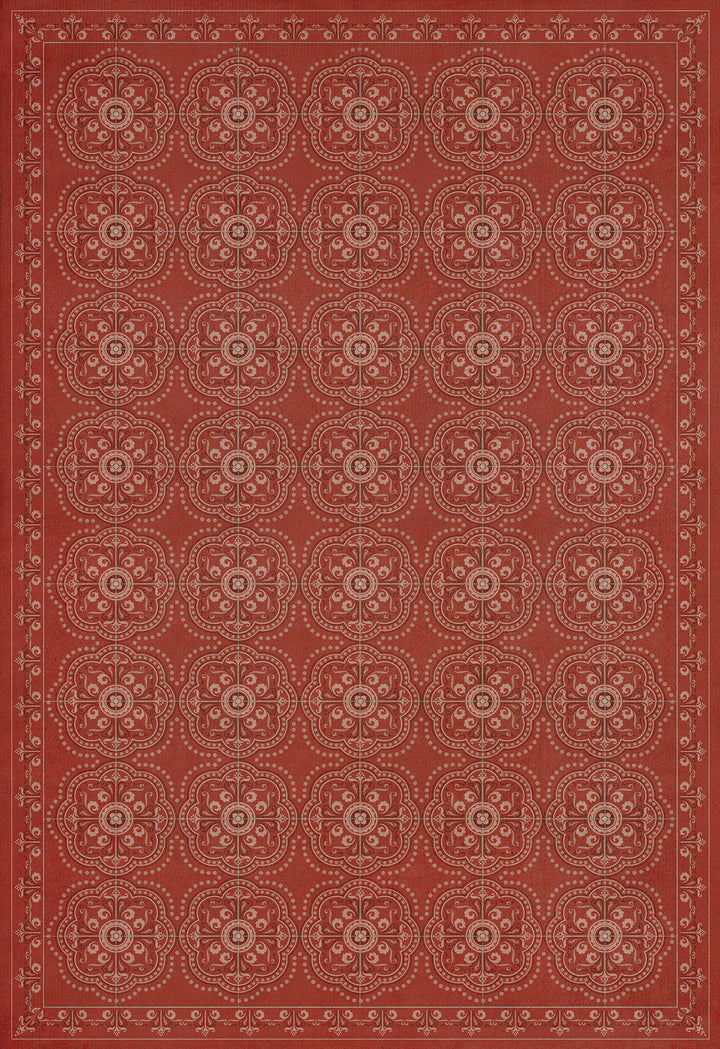 Vintage Vinyl Floorcloth Rug (Pattern 28 Red Bandana)