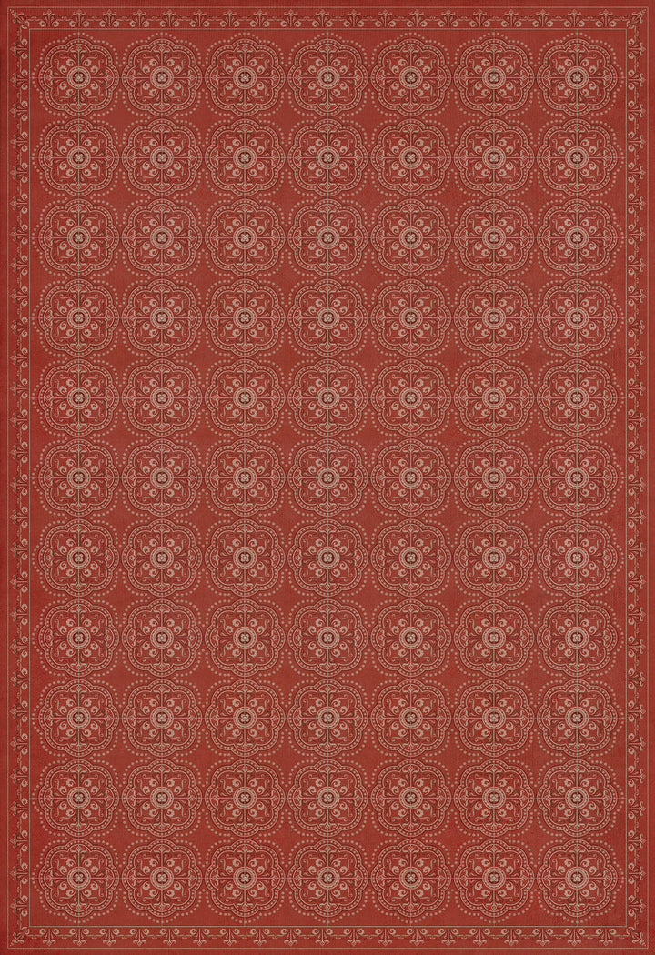 Vintage Vinyl Floorcloth Rug (Pattern 28 Red Bandana)