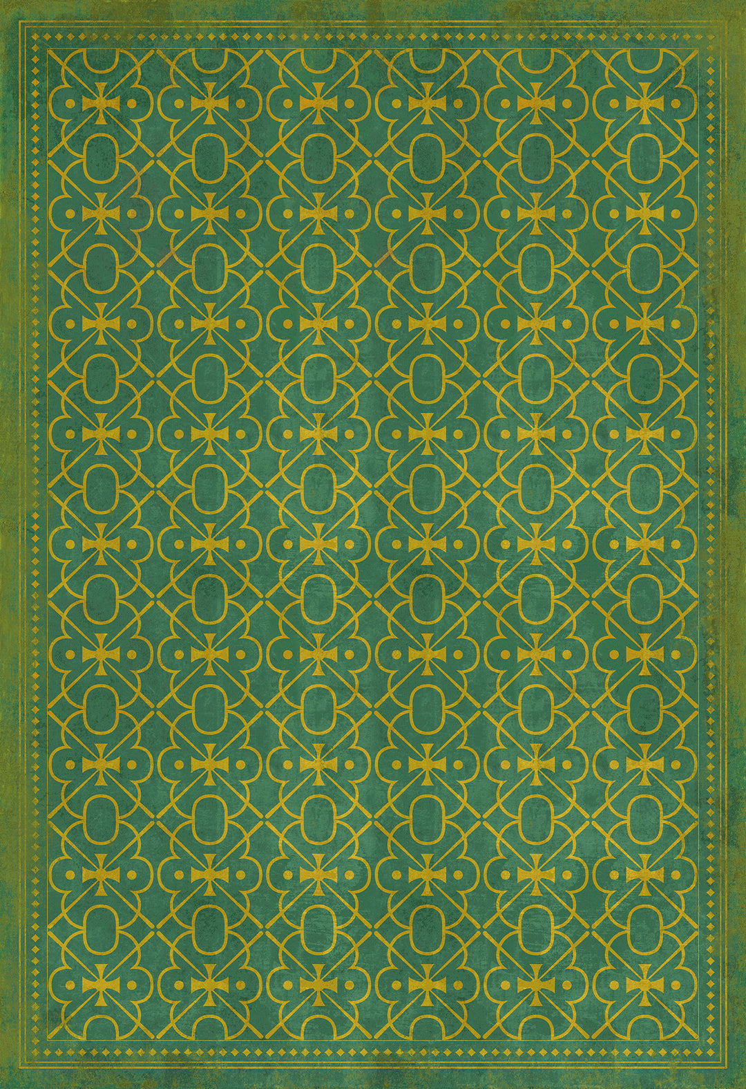 Vintage Vinyl Floorcloth Rug (Pattern 05 Mr Green)