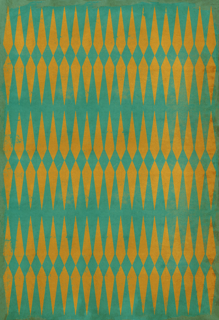 Vintage Vinyl Floorcloth Rug (Pattern 08 Acid Green & Yellow)