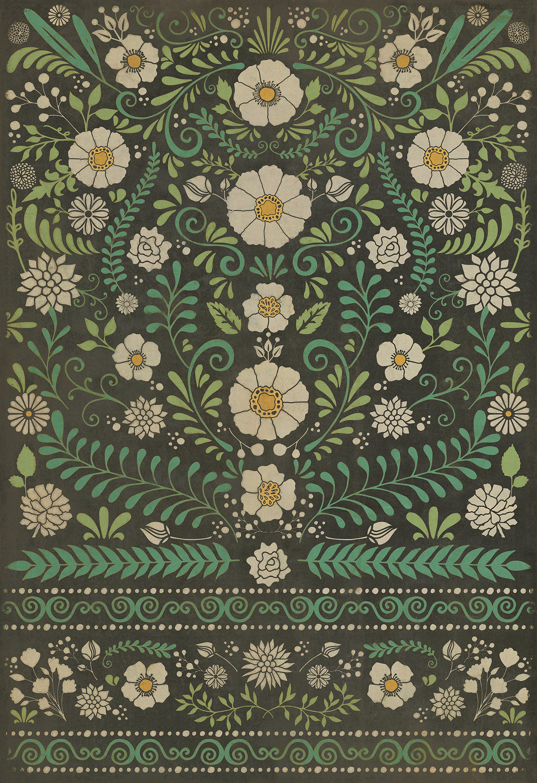 Vintage Vinyl Floorcloth Rug (Pattern 36 Always and Always)