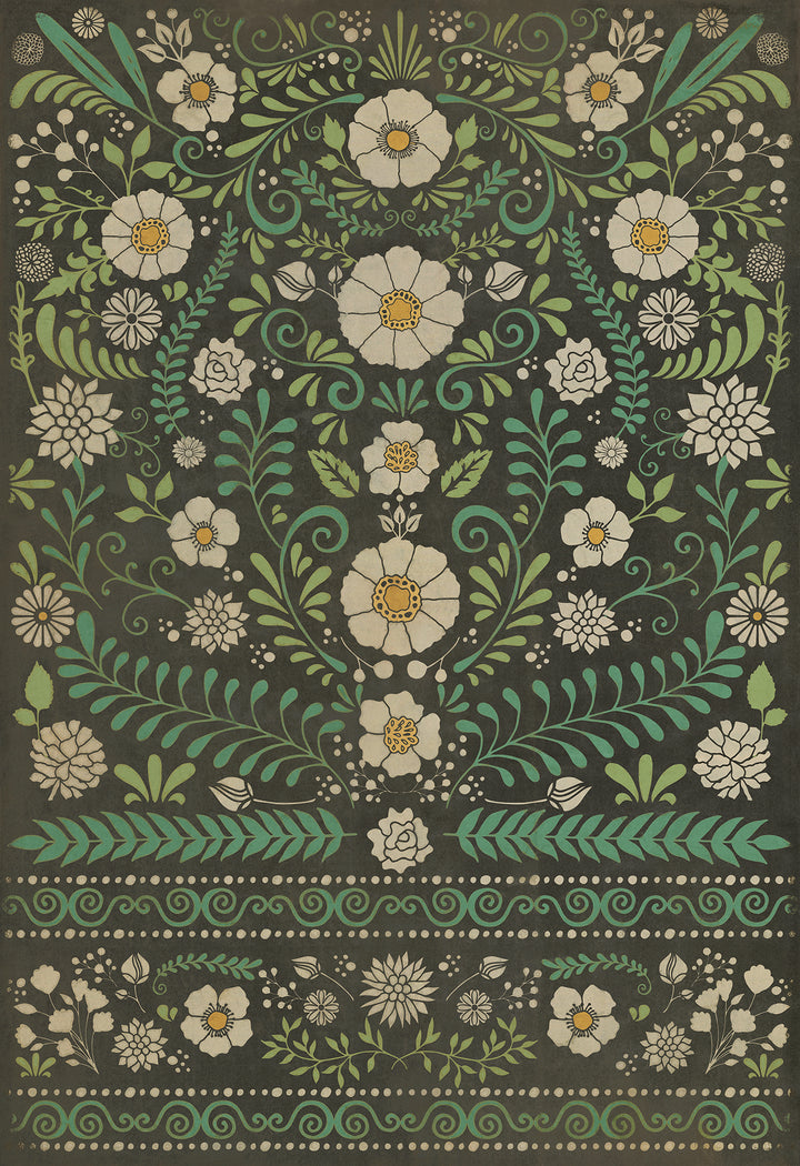 Vintage Vinyl Floorcloth Rug (Pattern 36 Always and Always)