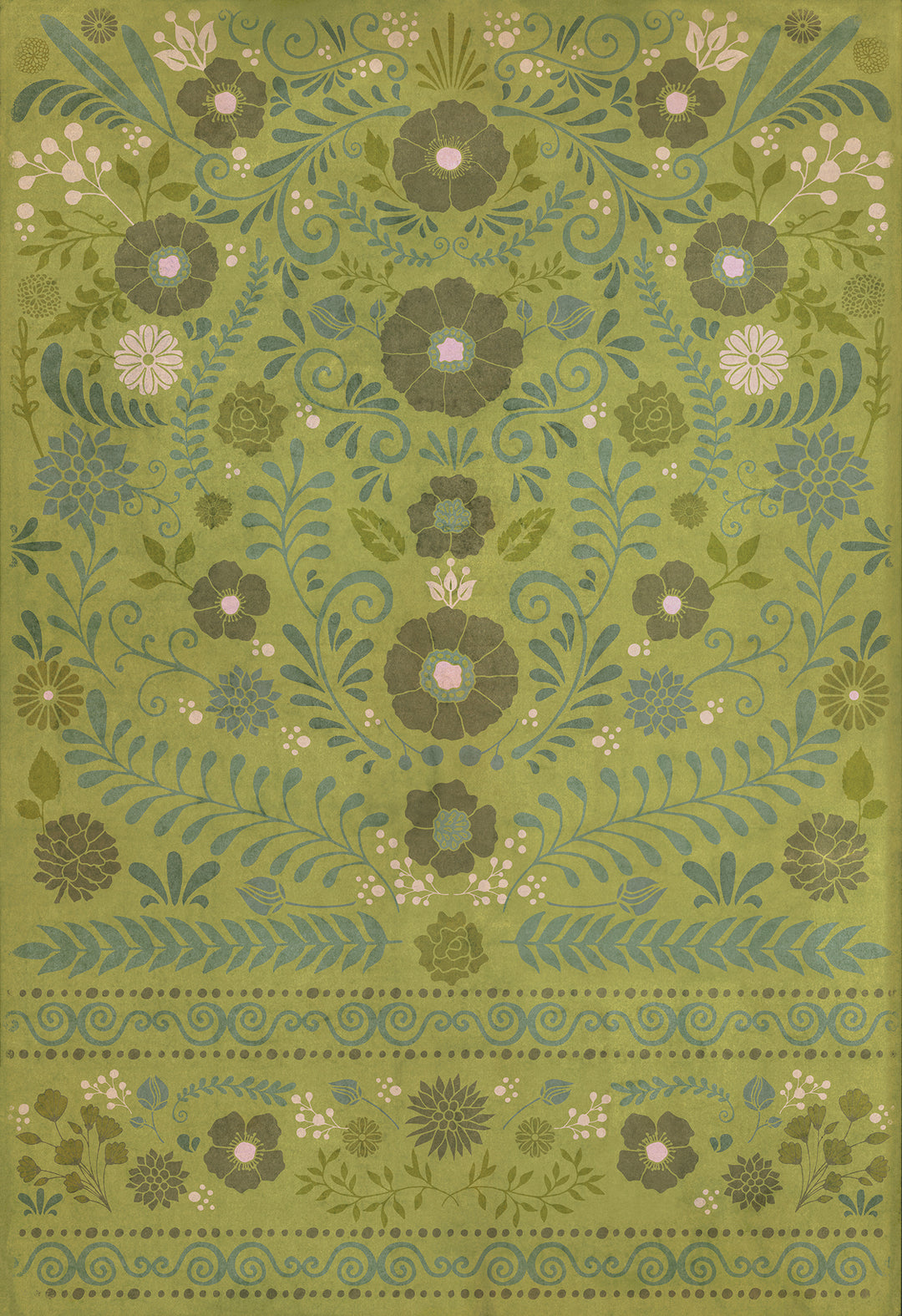 Vintage Vinyl Floorcloth Rug (Pattern 36 Going Green)
