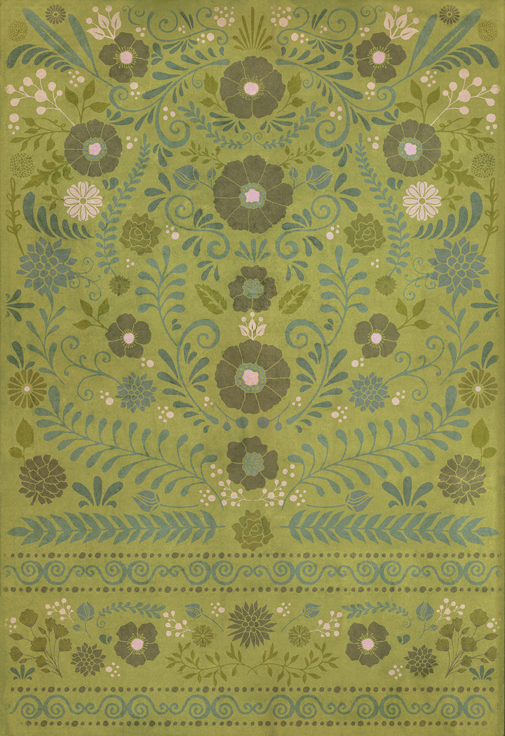 Vintage Vinyl Floorcloth Rug (Pattern 36 Going Green)