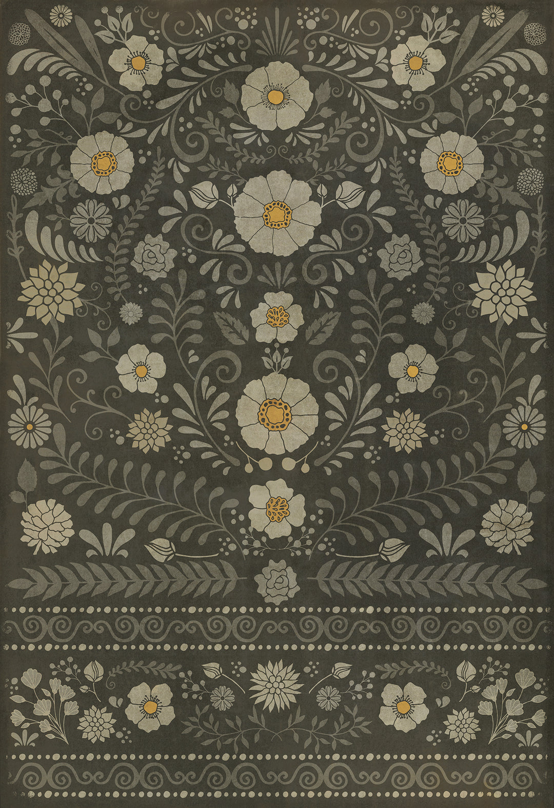 Vintage Vinyl Floorcloth Rug (Pattern 36 Je Regrete Rien)
