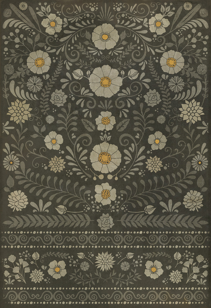 Vintage Vinyl Floorcloth Rug (Pattern 36 Je Regrete Rien)