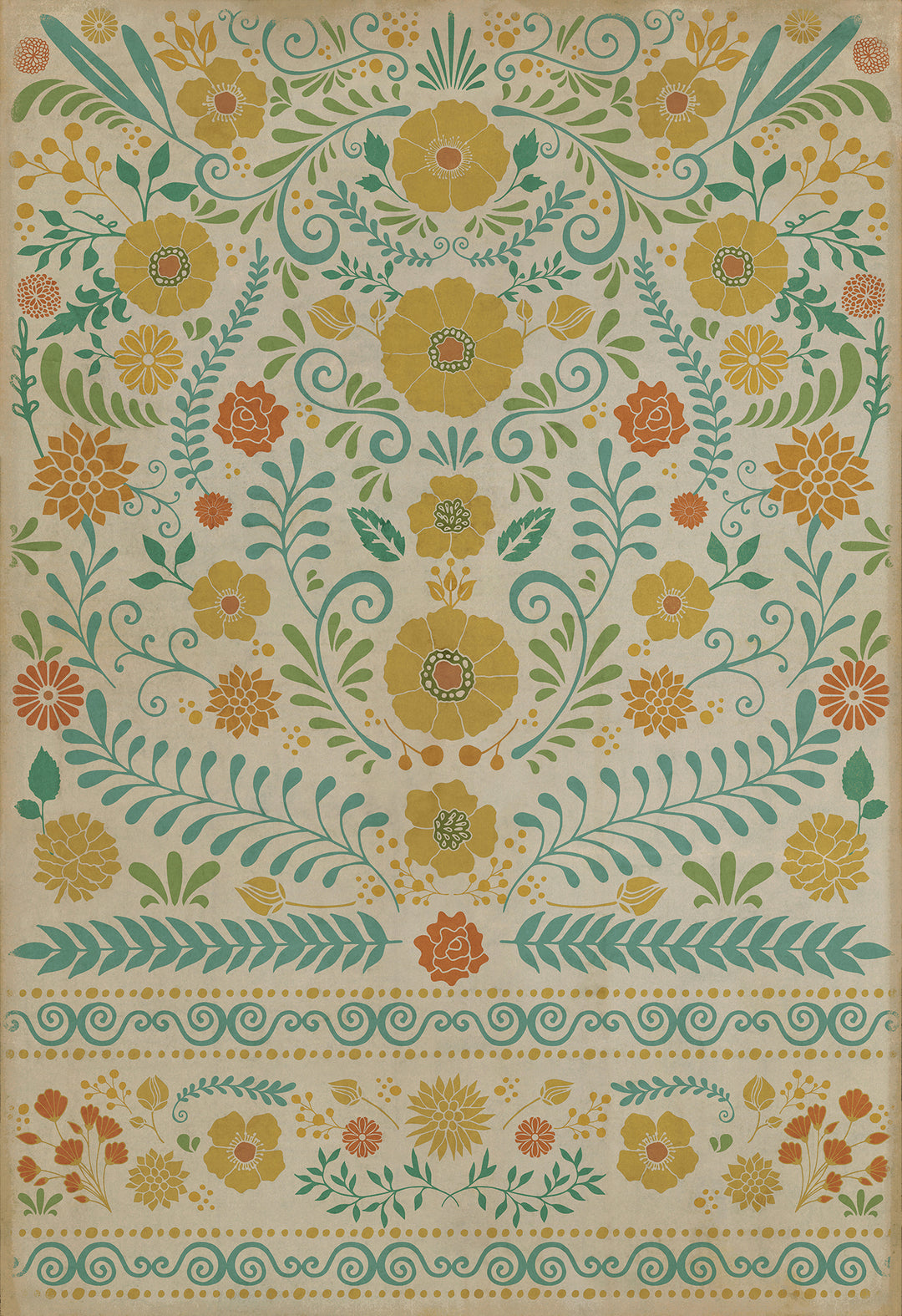 Vintage Vinyl Floorcloth Rug (Pattern 36 Small Mercies)