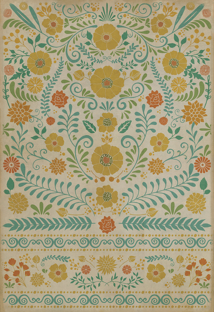 Vintage Vinyl Floorcloth Rug (Pattern 36 Small Mercies)