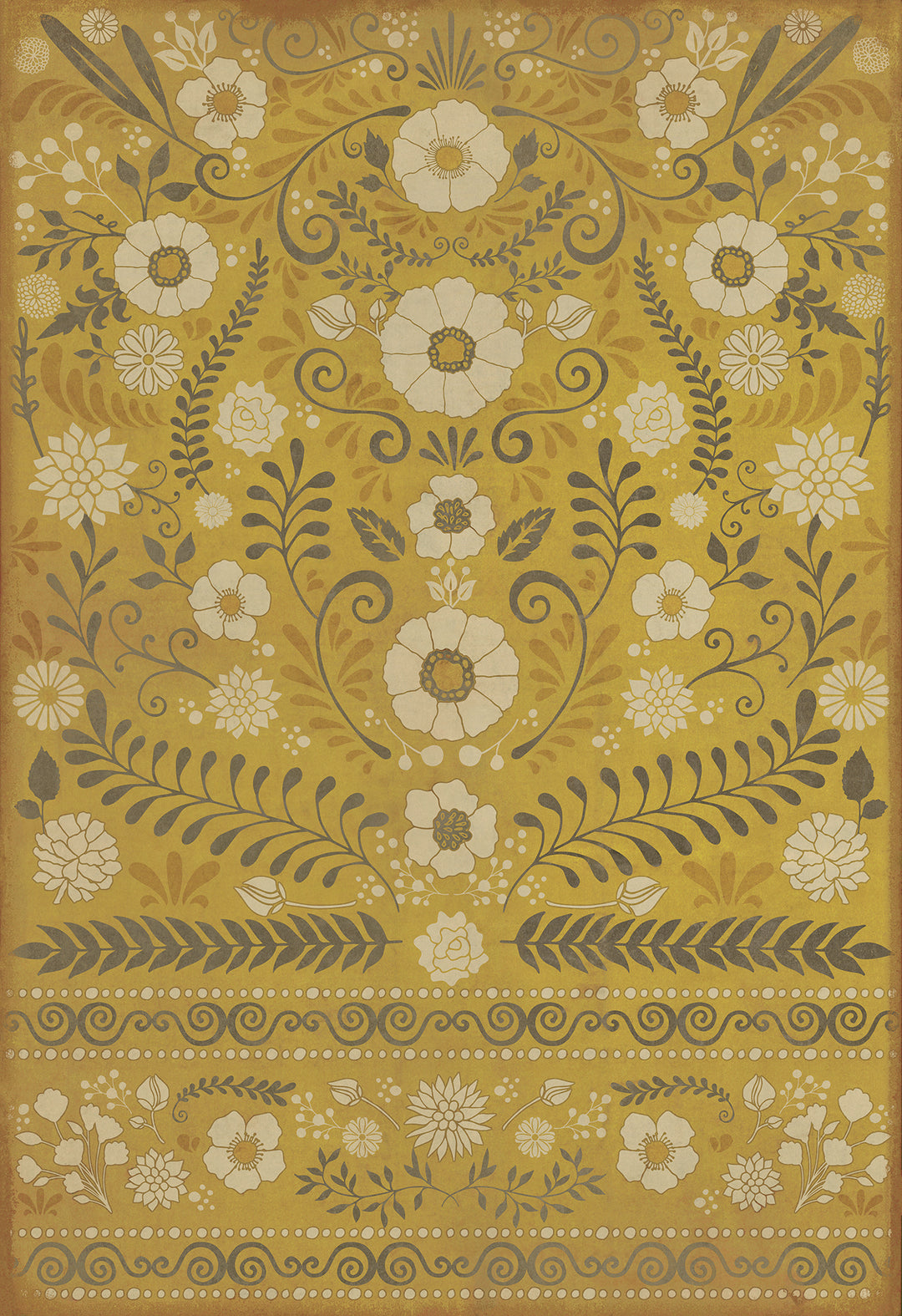 Vintage Vinyl Floorcloth Rug (Pattern 36 We Are Only Half Awake II)