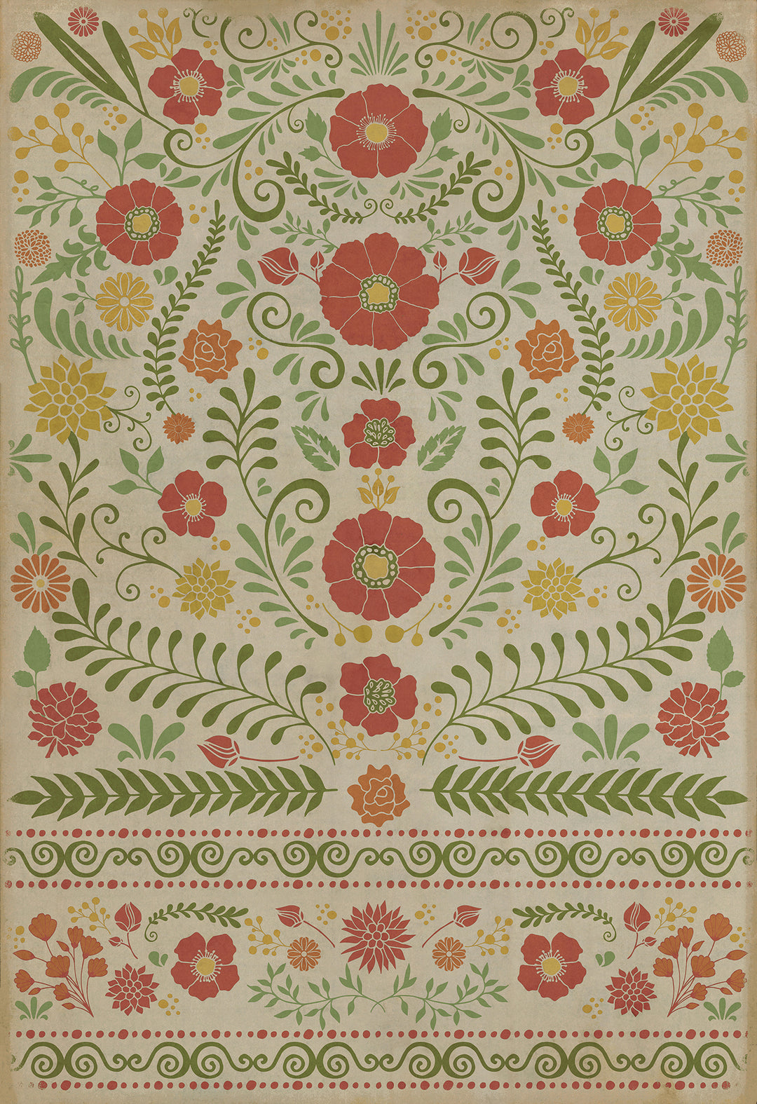 Vintage Vinyl Floorcloth Rug (Pattern 36 Where to be Happiest)