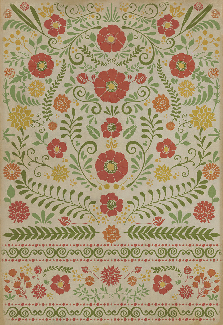 Vintage Vinyl Floorcloth Rug (Pattern 36 Where to be Happiest)