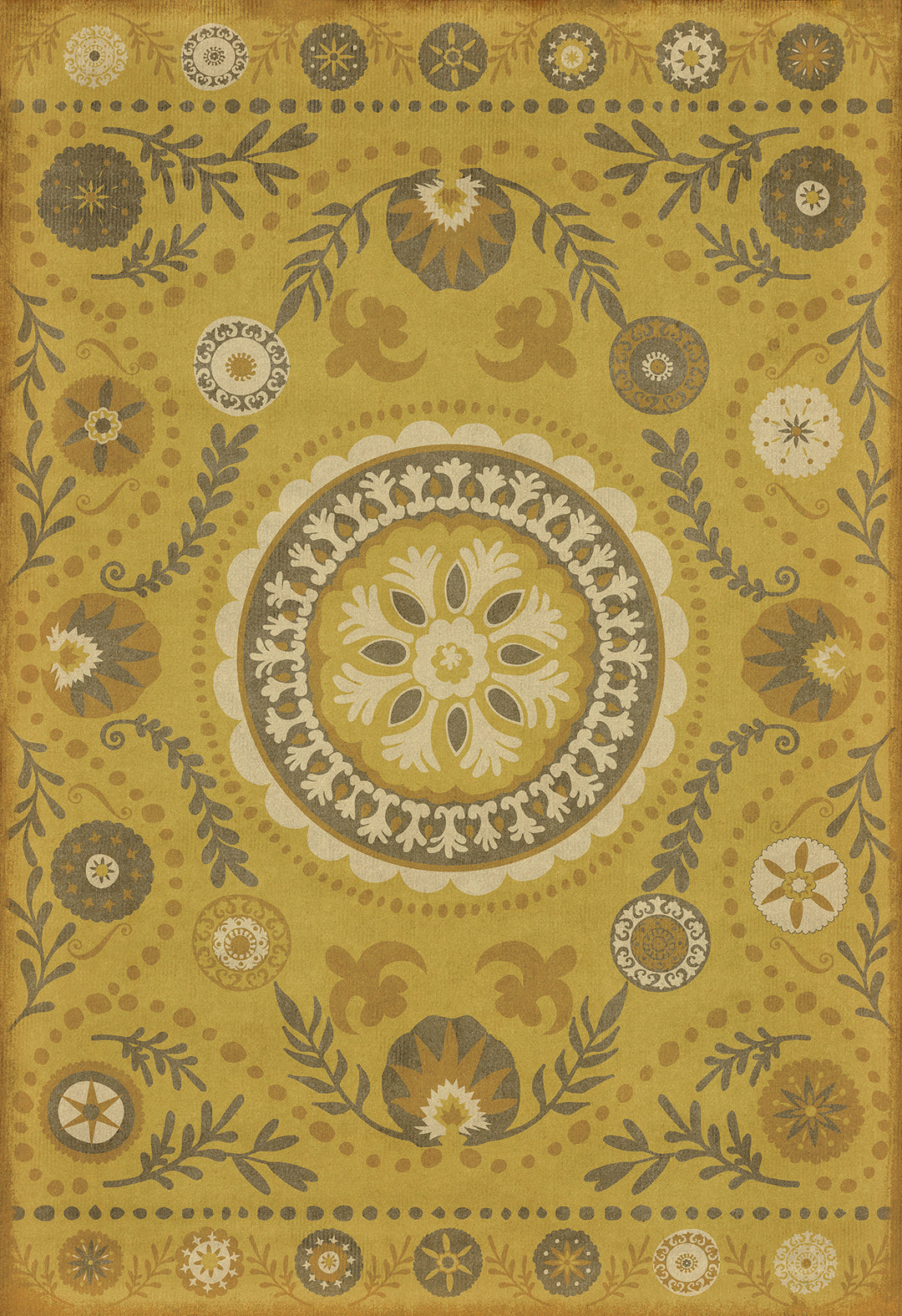 Vintage Vinyl Floorcloth Rug (Pattern 38 the Sun Shines On)