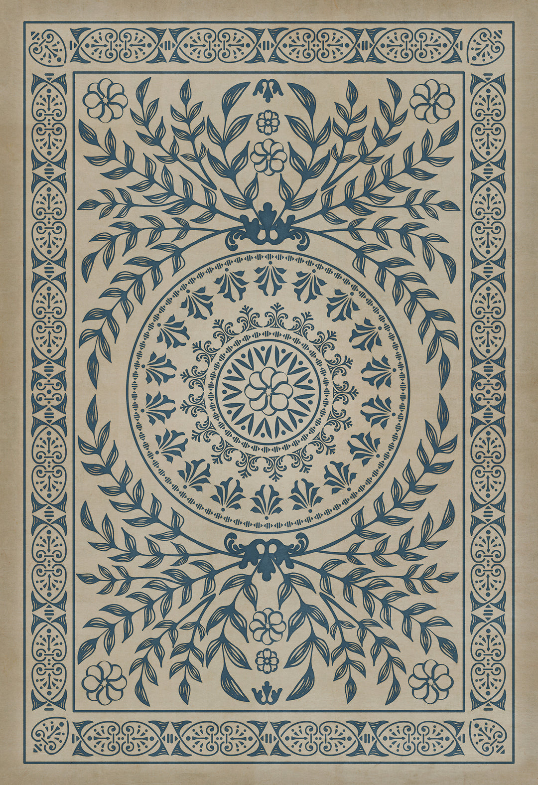 Vintage Vinyl Floorcloth Rug (Pattern 40 Isola Bella)