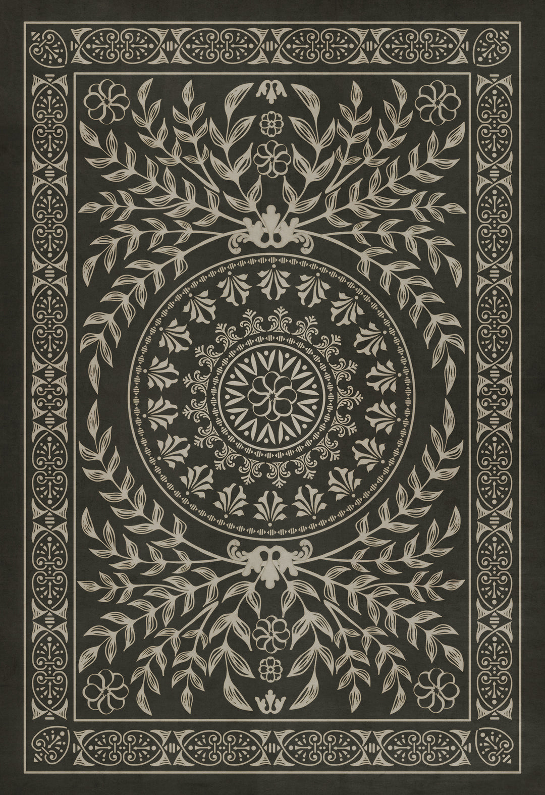 Vintage Vinyl Floorcloth Rug (Pattern 40 Villa Lante)
