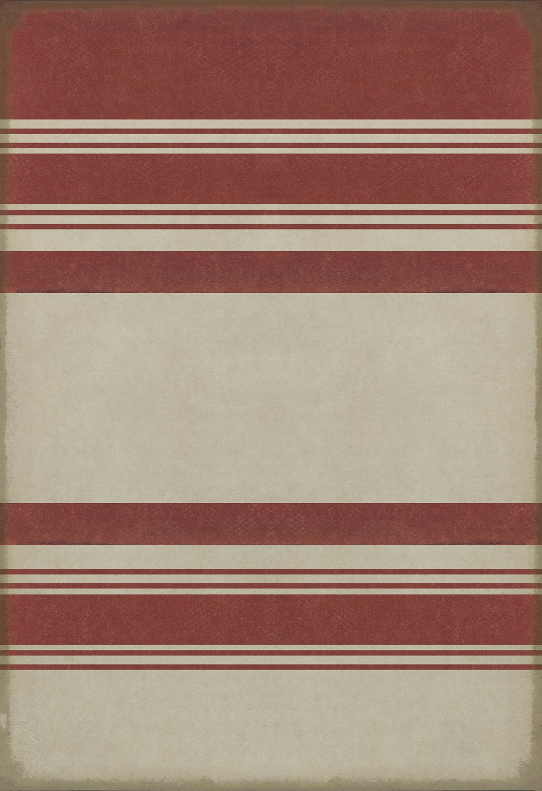 Vintage Vinyl Floorcloth Rug (Pattern 50 Organic Stripes Red And Cream)