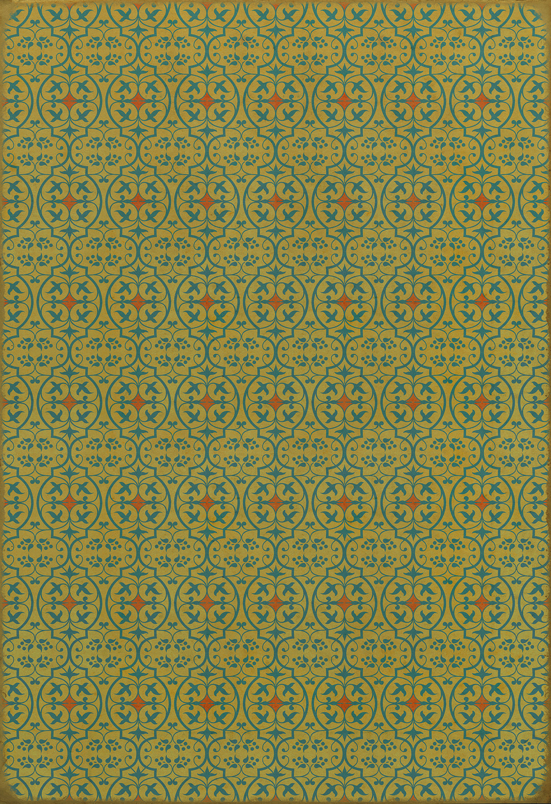 Vintage Vinyl Floorcloth Rug (Pattern 51 a Little Madness in the Spring)