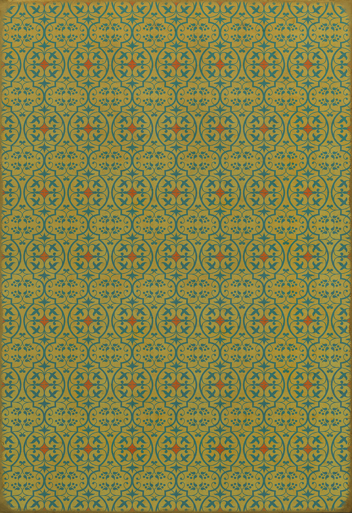 Vintage Vinyl Floorcloth Rug (Pattern 51 a Little Madness in the Spring)